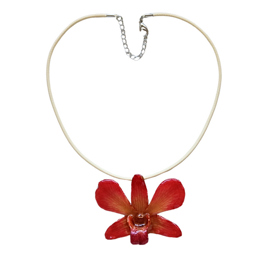 Pink Dendrobium Orchid Pendant Necklace (Style 01)