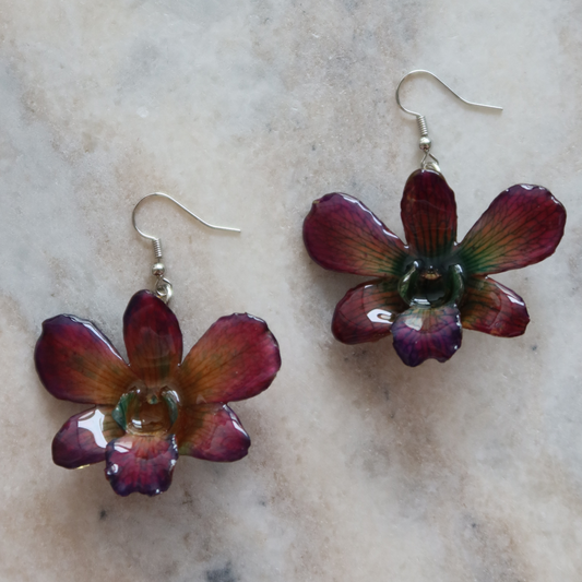 Dendobrium Orchid Flower Handmade earrings